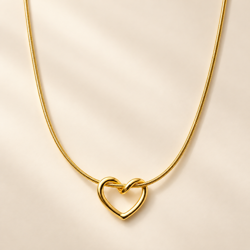 Gold-Plated Heart Pendant Chain Necklace for Women – Minimalist Elegant Everyday Jewellery